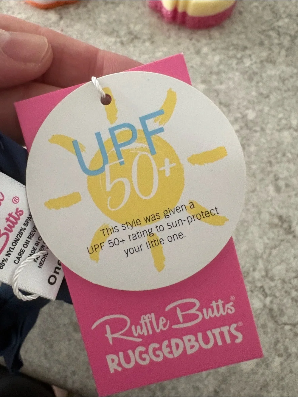 NWT RuffleButts Navy Swim Bow Headband One Size UPF 50+